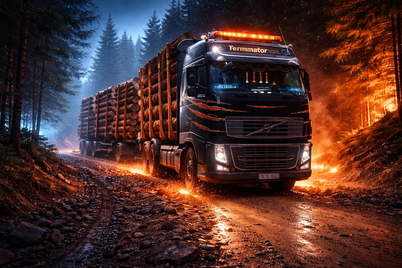Canvas Stilizat Tir Forestier + Remorca