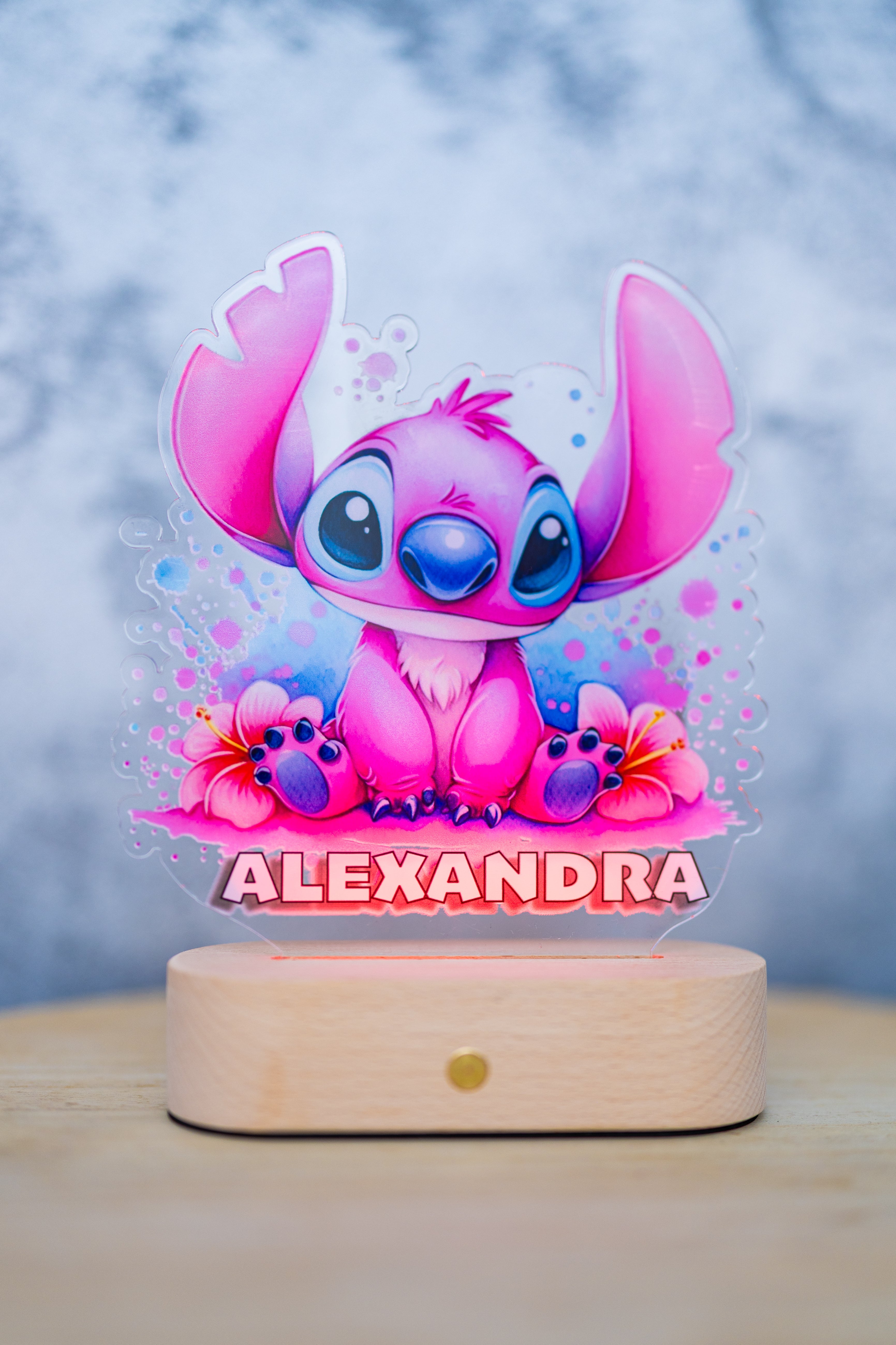 Decorațiune LED - 3D - Stitch Roz