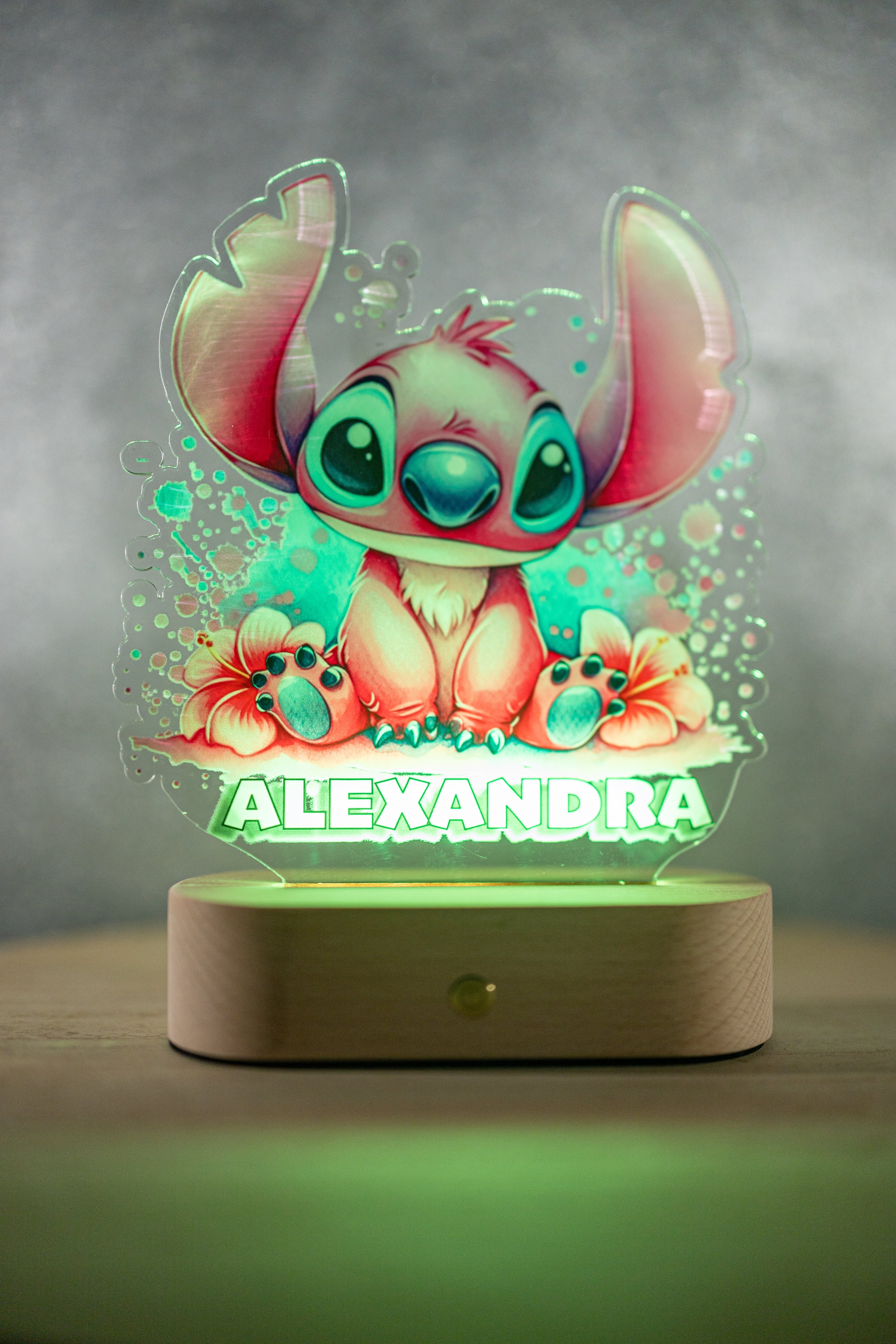 Decorațiune LED - 3D - Stitch Roz