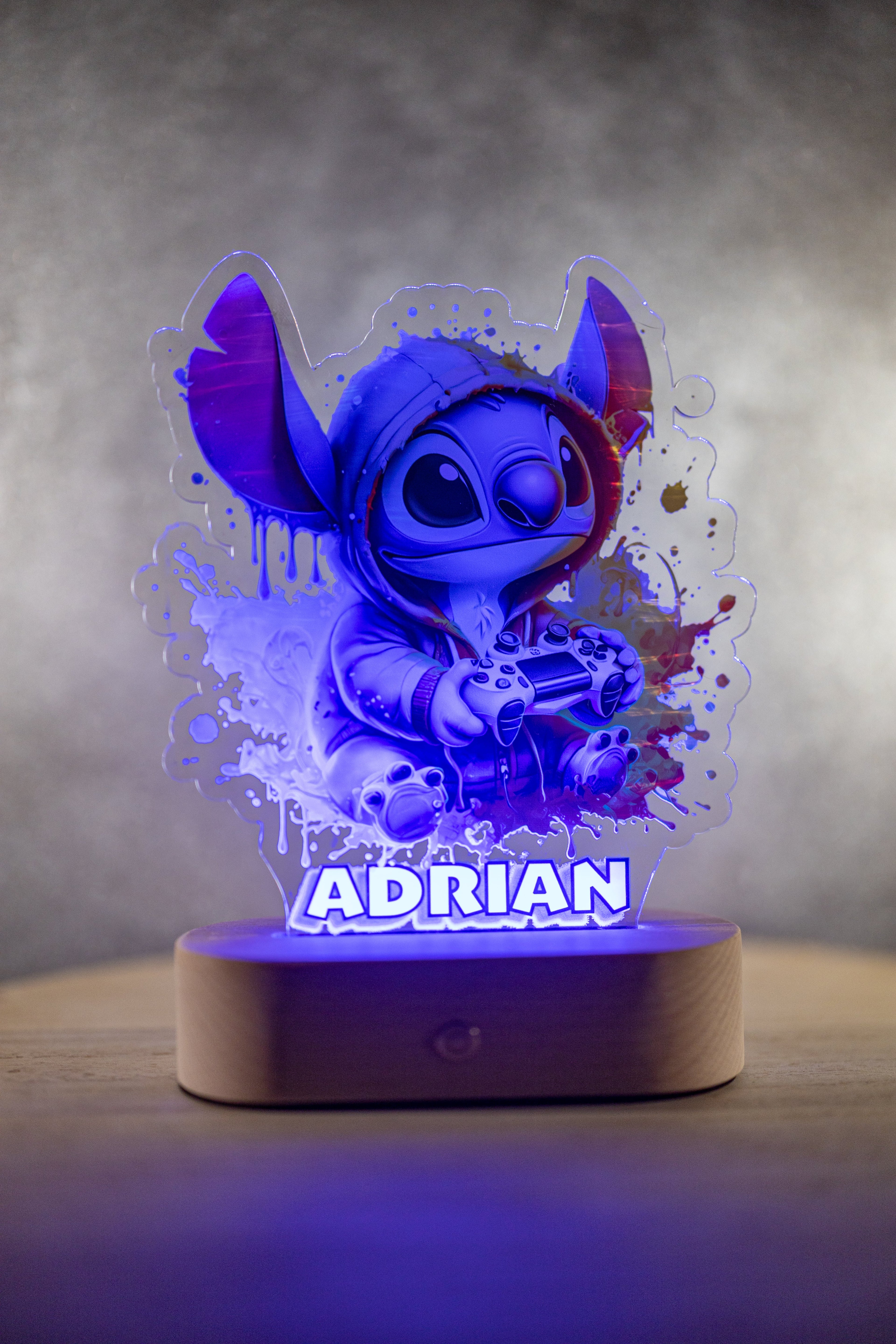 Decorațiune LED - 3D - Stitch Albastru Gamer